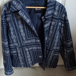 Madewell Navy and White Bandana-Print Jean Jacket